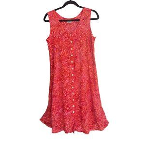 Very Vineyard Edgartown Sleeveless Button-Front Dress Medium Bubble Print Pink